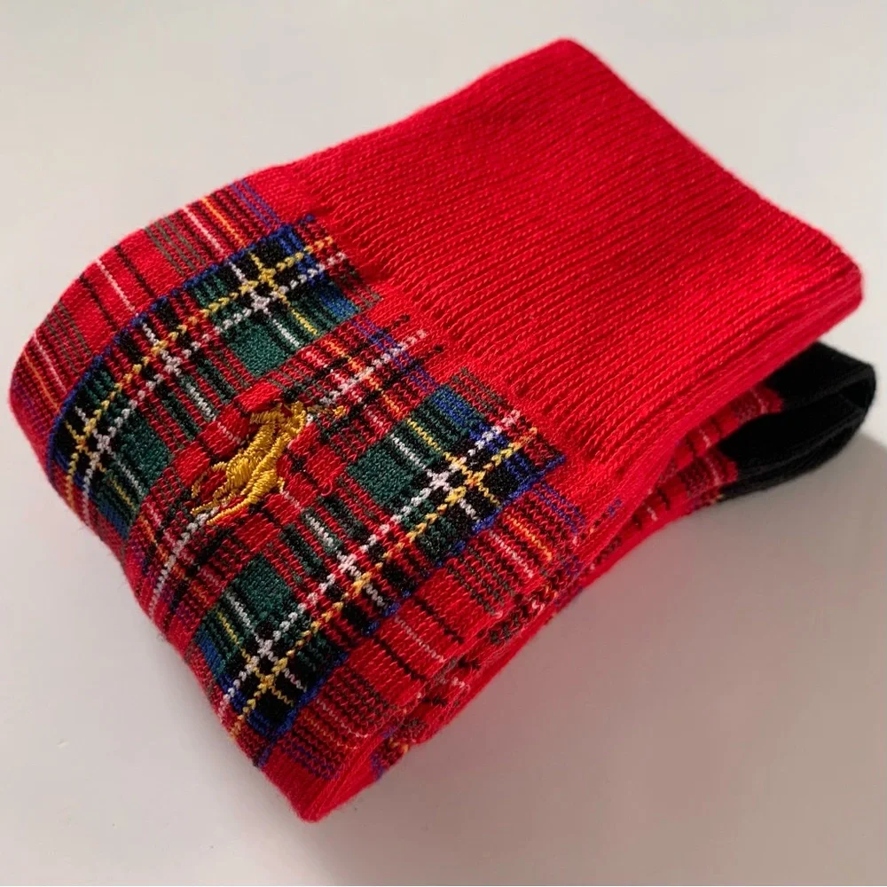 New Ralph Lauren Red plaid long socks